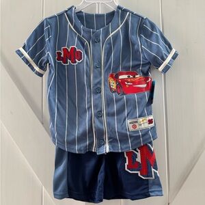 Disney Pixar Cars Lightening McQueen Kids Baseball Jersey with Matching Shorts